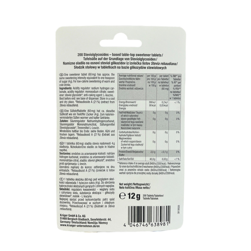 Kruger Sugarel Stevia 200buc - imagine 2